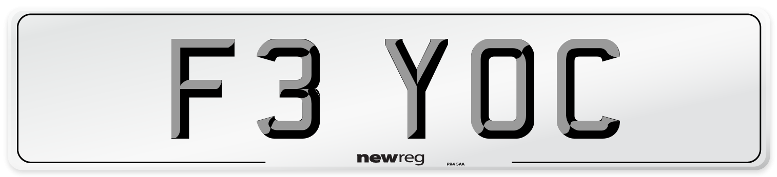 F3 YOC Number Plate from New Reg